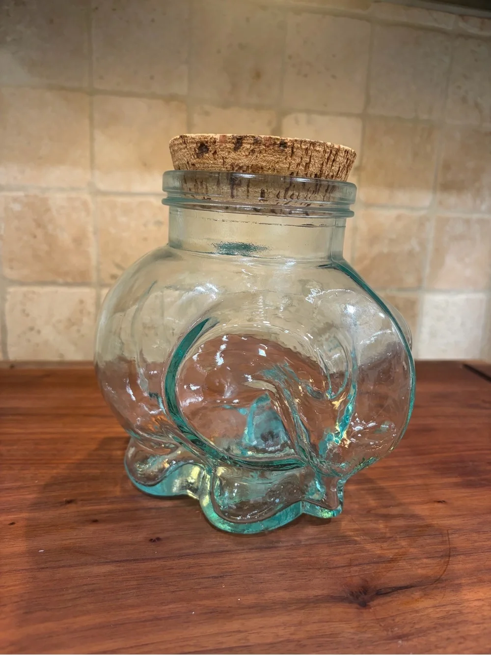 Glass Elephant Jar with Cork Lid